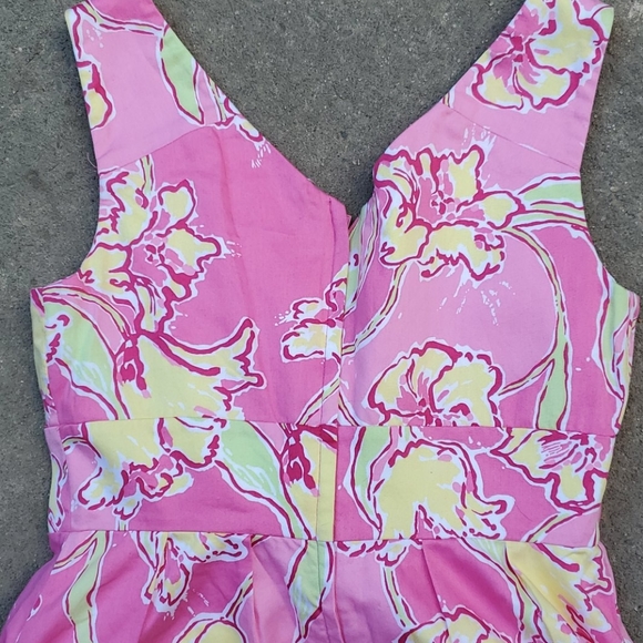 SOLDLilly Pulitzer floral vneck rosette dress pink - Picture 4 of 4